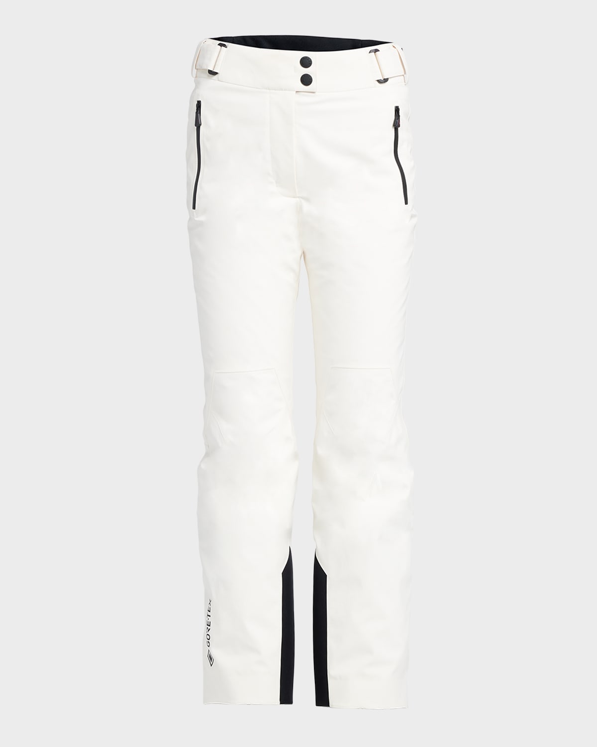 Shop Moncler Belted Contrast Ski Trousers In White