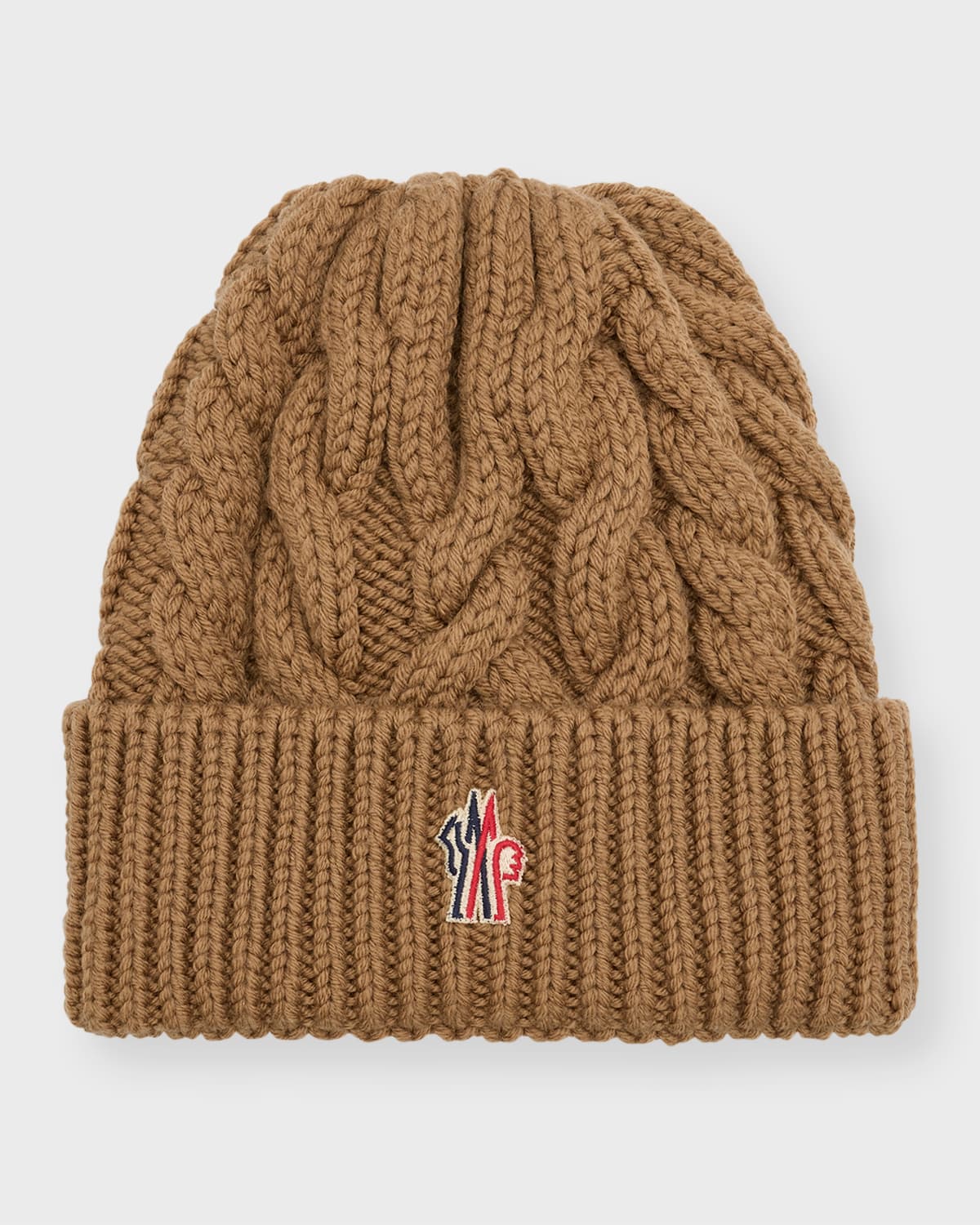 Moncler Wool Cable-knit Beanie In Tan