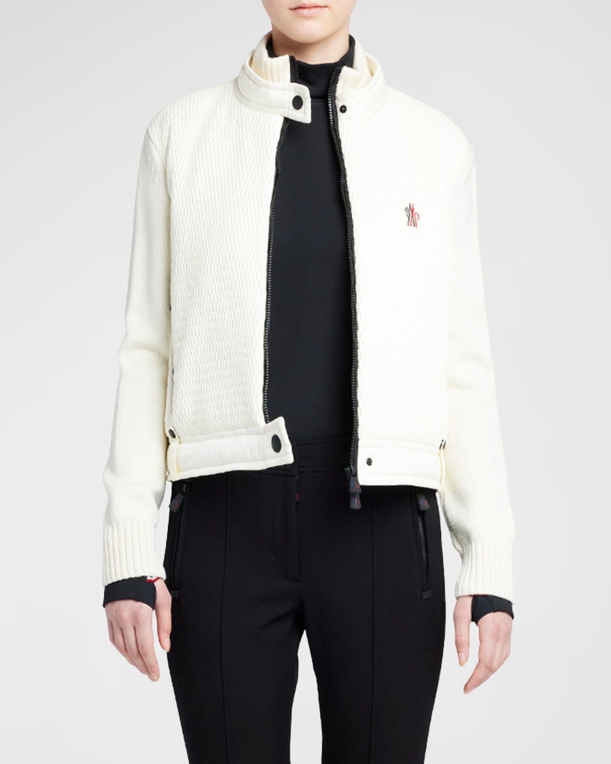 Moncler Quilted Wool-blend Cardigan In White