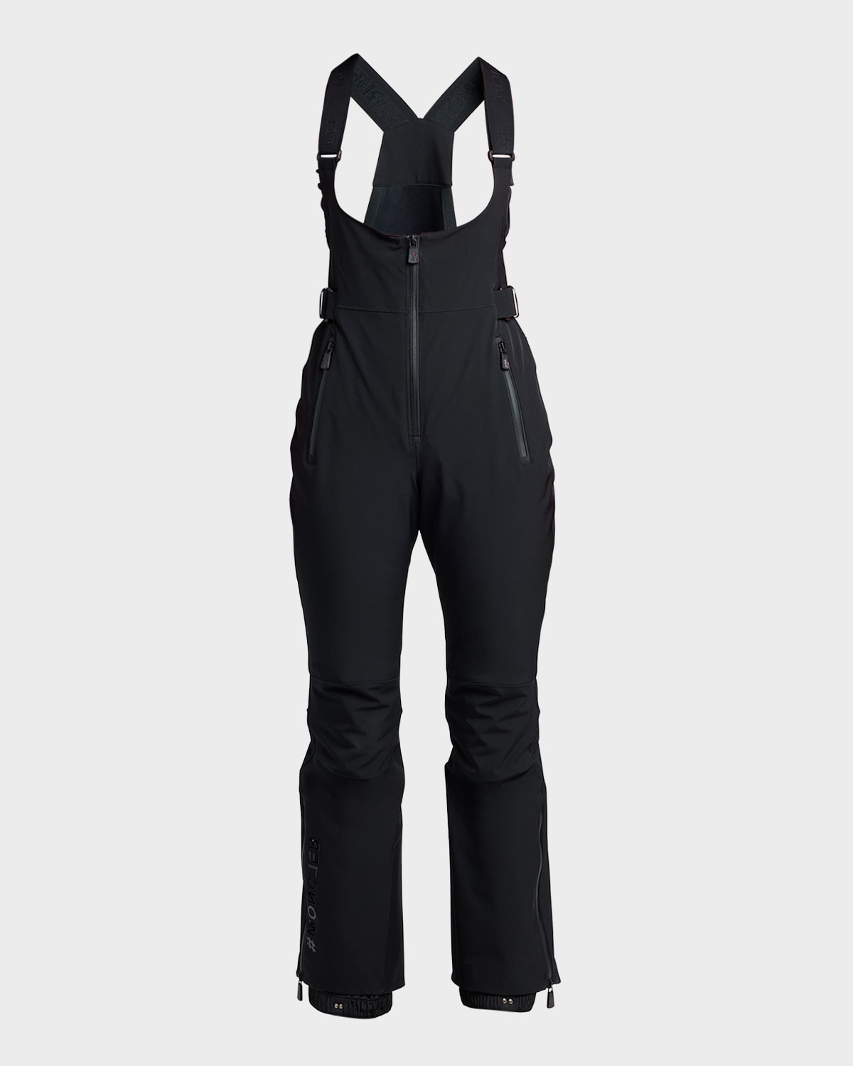 Moncler Half-zip Belted Ski Suit In Black