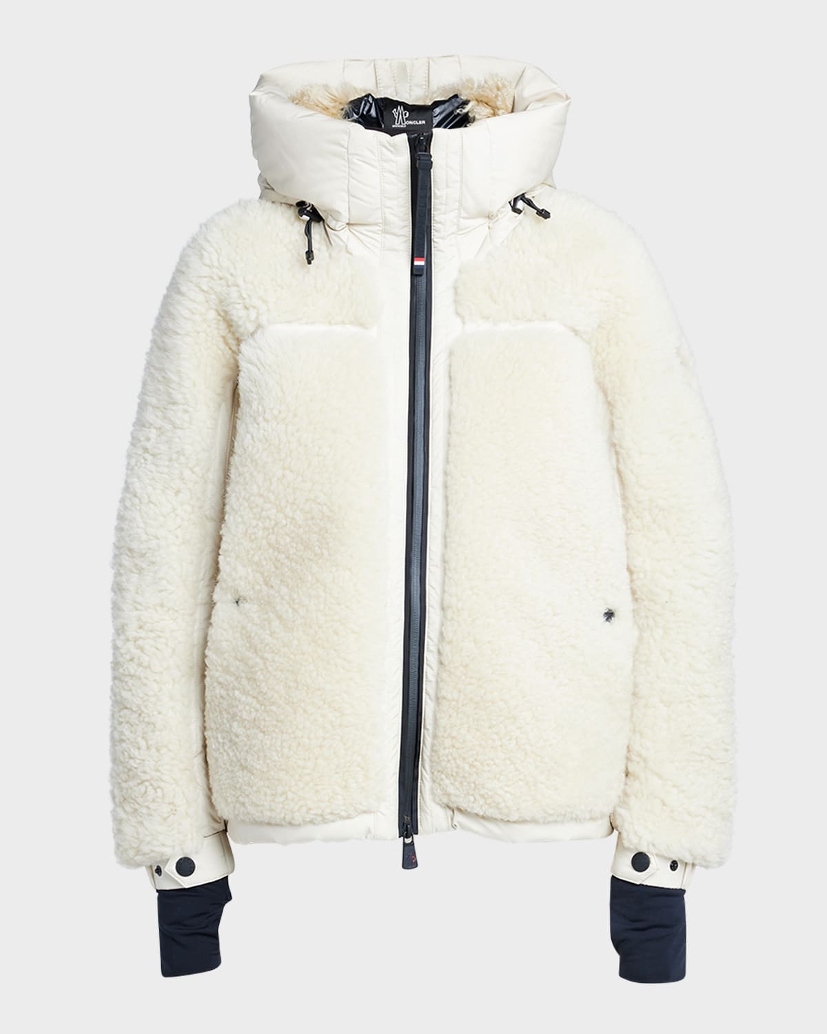 Moncler Epicea Down Shearling Bomber Jacket In Beige