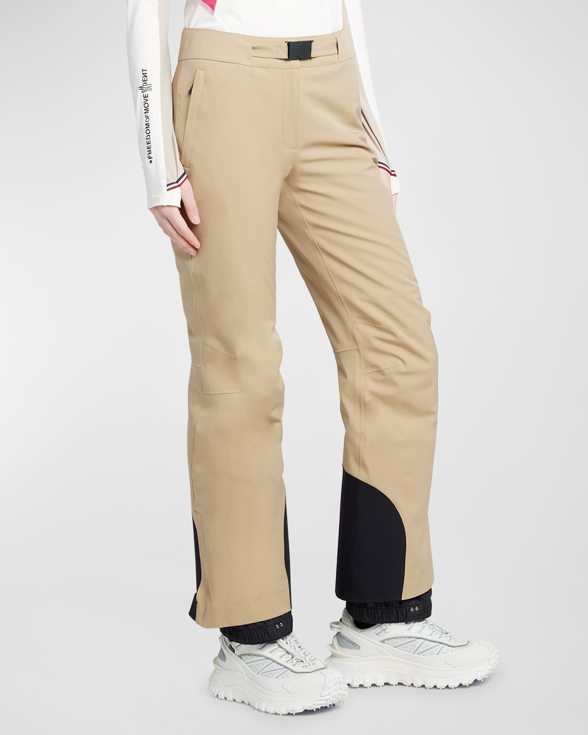 Moncler Straight-leg Ski Trousers In Open Beige