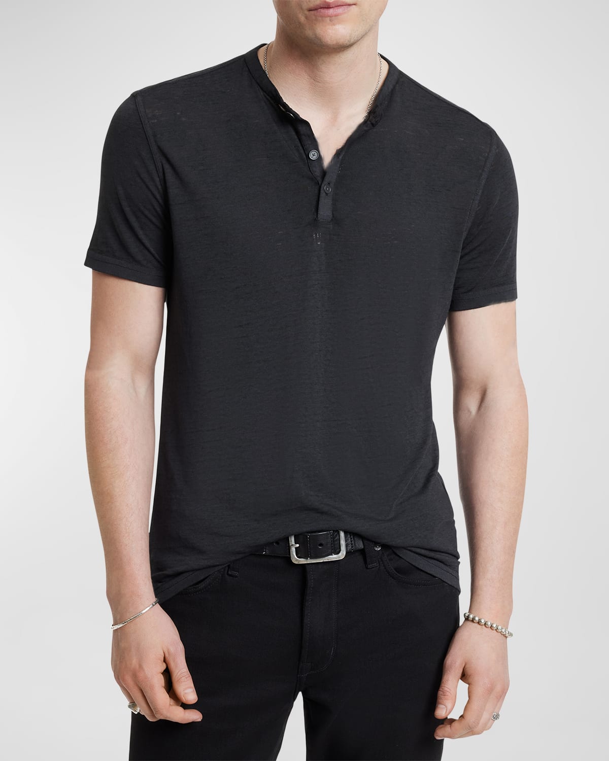 John Varvatos Three-button Tee In Charcoal Heather
