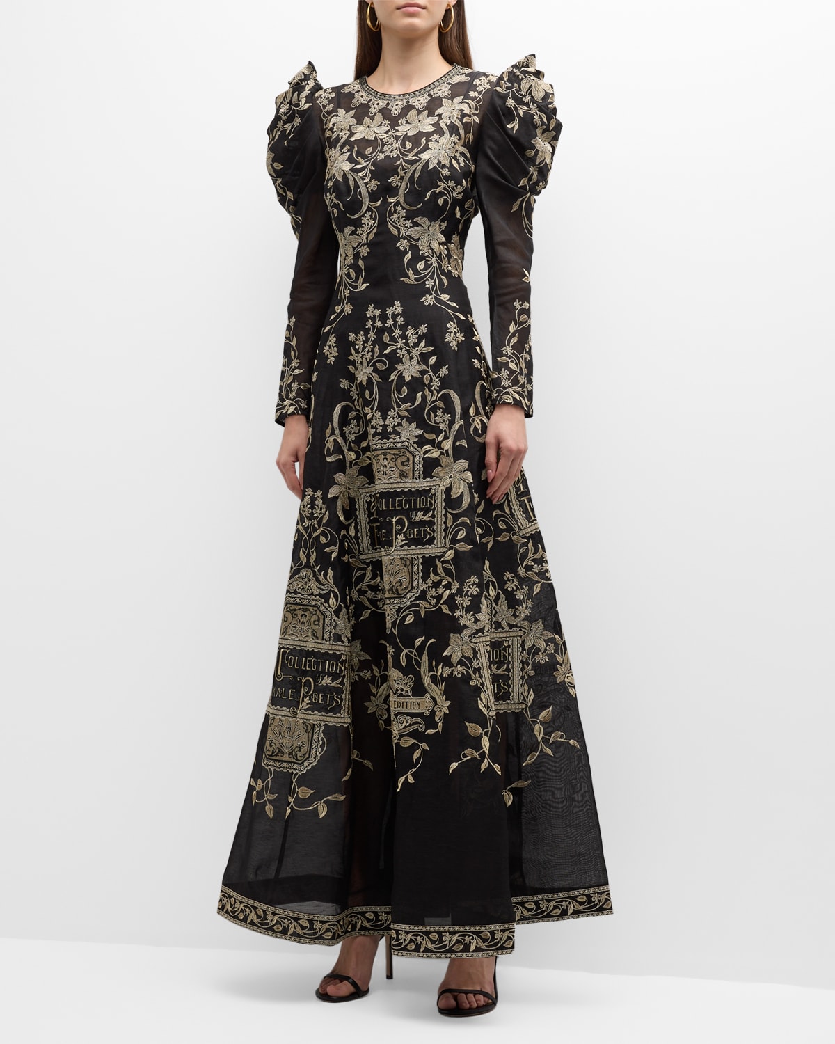 Zimmermann Lyrical Embroidered Maxi Dress In Black