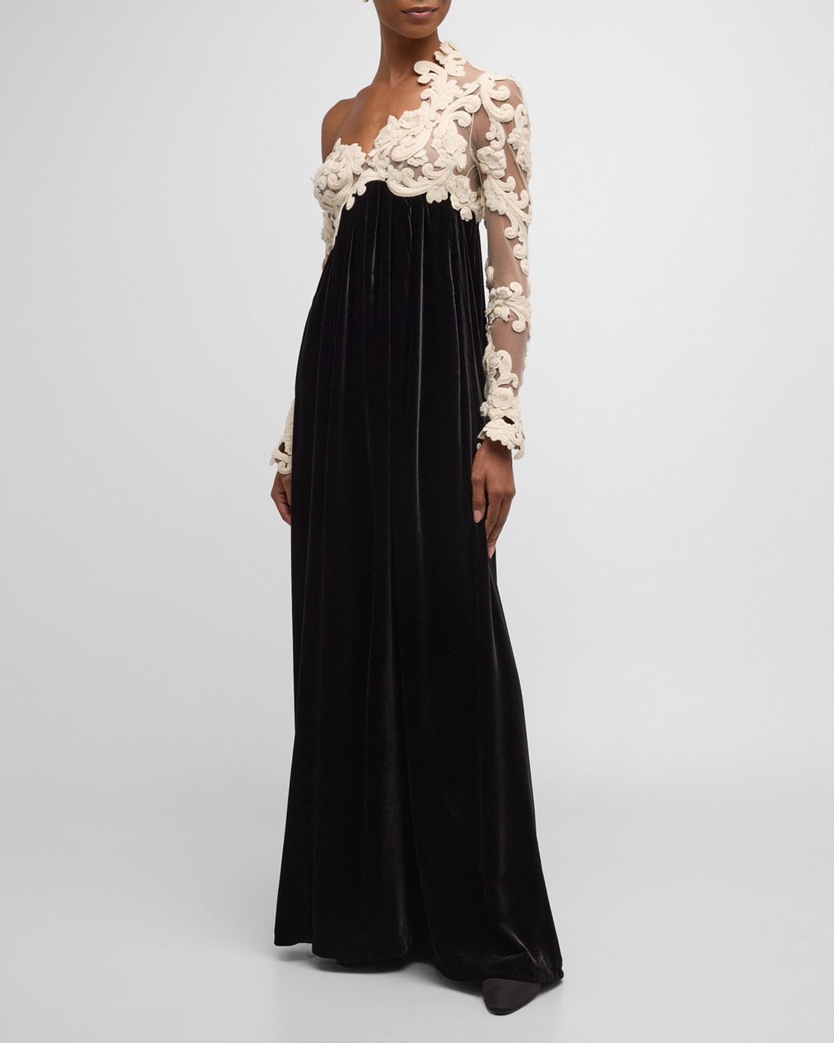 Zimmermann Sensory Velvet Sheer Bodice Gown