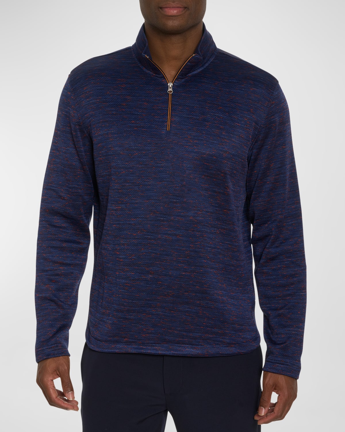 Robert Graham Waterford Space Dye Quarter Zip Pullover In Navy