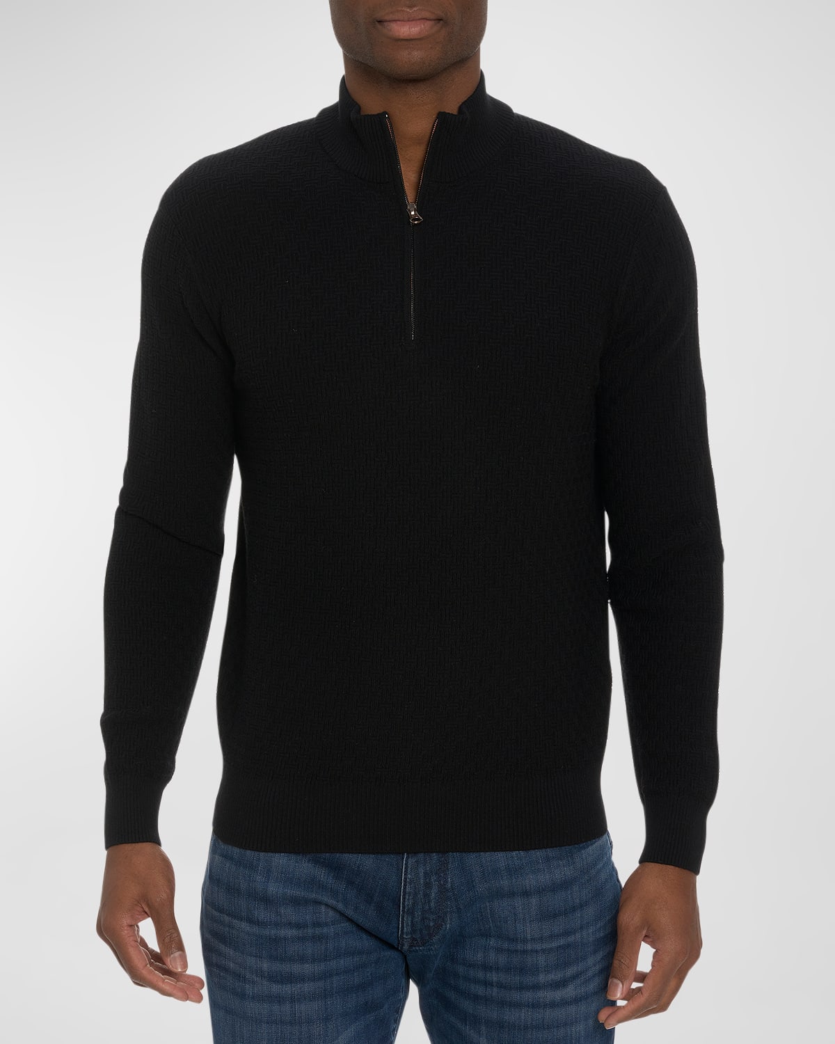 Robert Graham Men's Reisman Quarter-zip Pullover Sweater In Black
