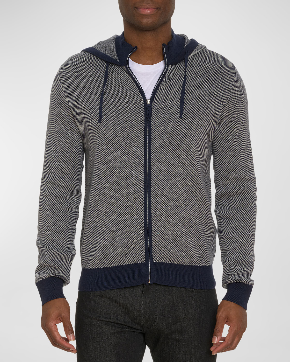 Robert Graham Men's Dante Cotton-cashmere Full-zip Sweater In Navy