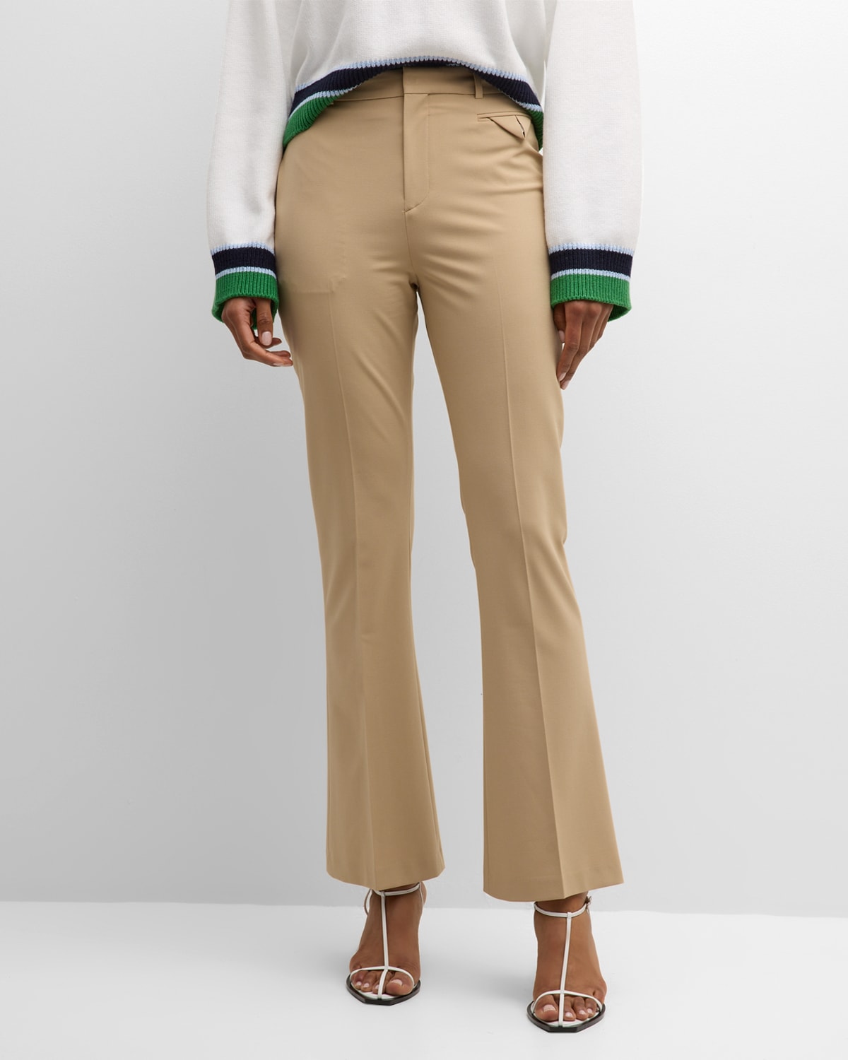 Adeam Serena Bootcut-leg Crepe Pants In Sand