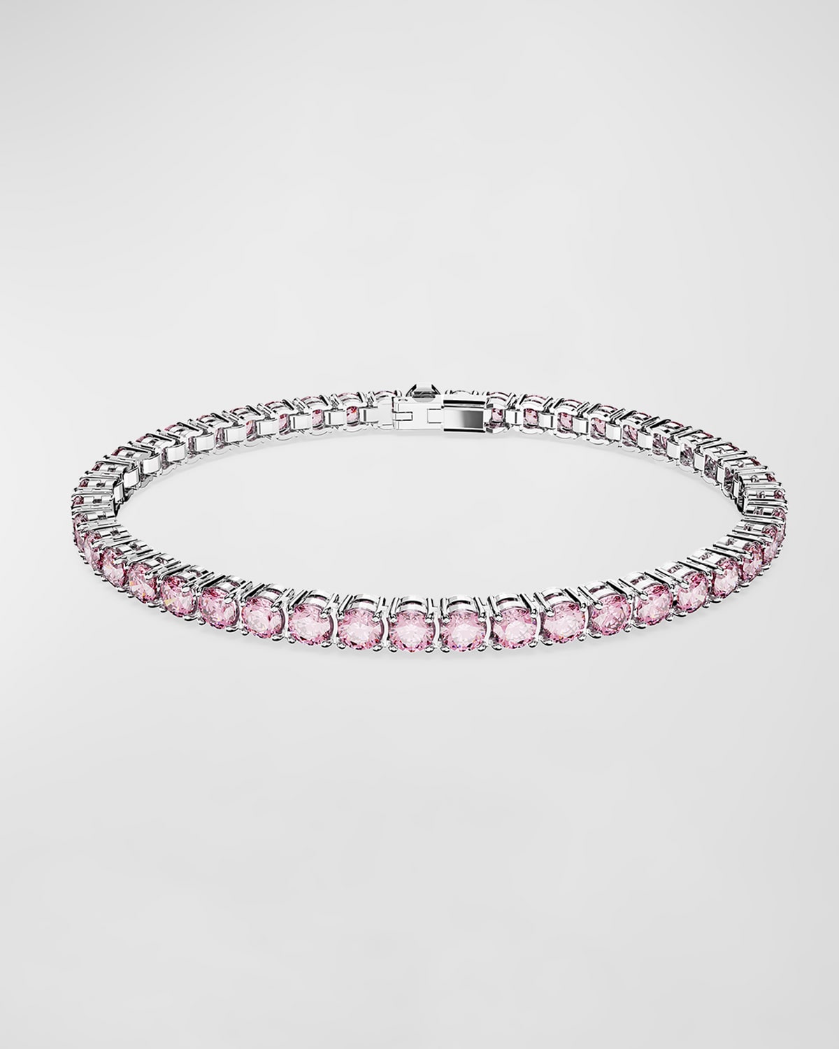 Shop Swarovski Matrix Rhodium-plated Round-cut Pink Crystal Tennis Bracelet
