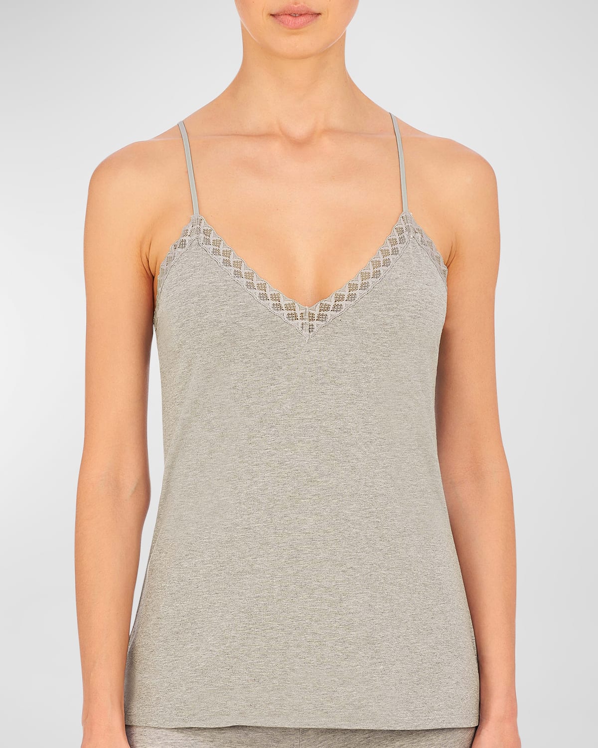 Natori Bliss Cotton Light Weight Sleep Cami In Lt Grey Heather