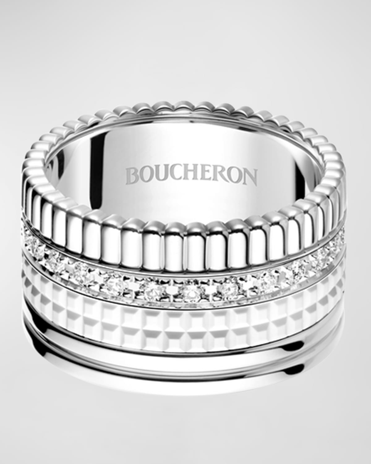 BOUCHERON QUATRE DOUBLE WHITE DIAMOND EDITION WIDE RING, EU 53 / US 6.25