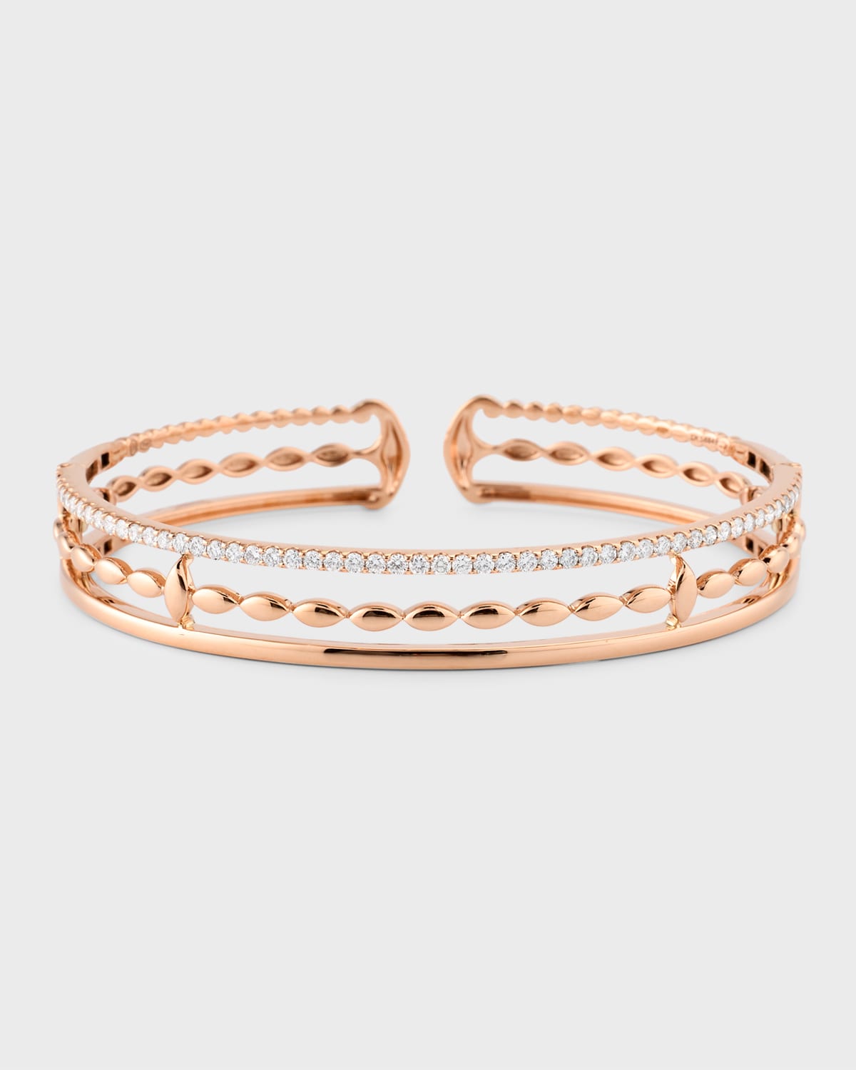18K Pink Gold 3 Row Bracelet with Diamonds