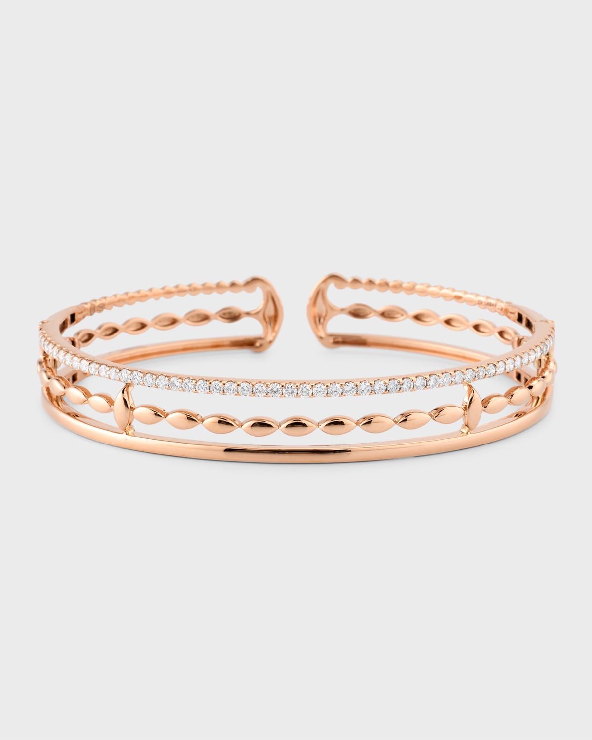 18K Pink Gold 3 Row Bracelet with Diamonds