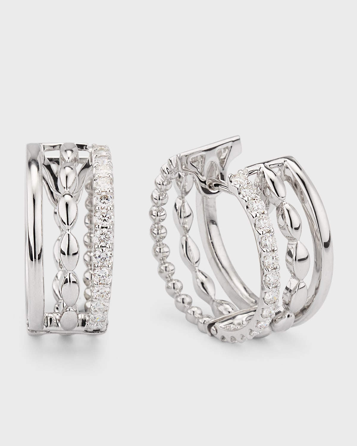 18K White Gold Huggie Earrings with Diamonds