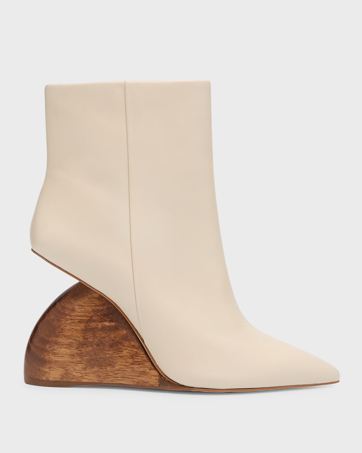 Cult Gaia Livi Leather Wedge-heel Booties In Off White