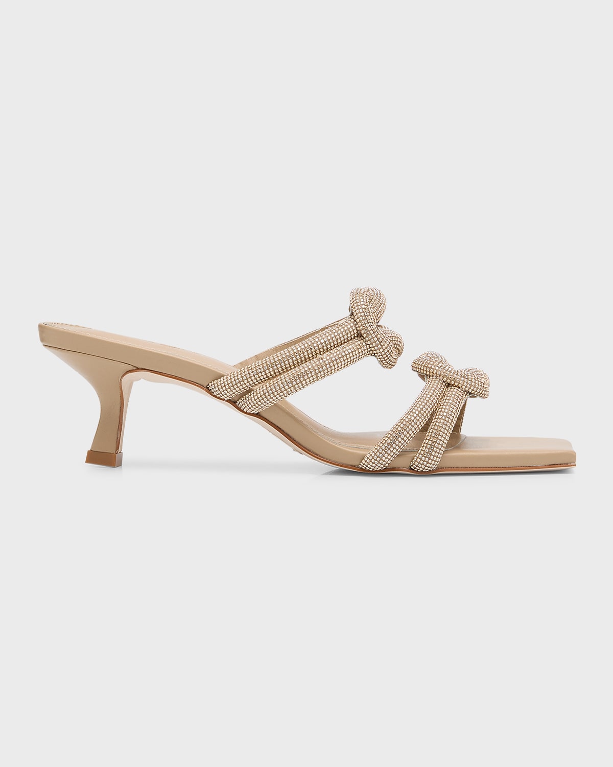 Cult Gaia Agyness Crystal Knot Slide Sandals In Sand Dollar