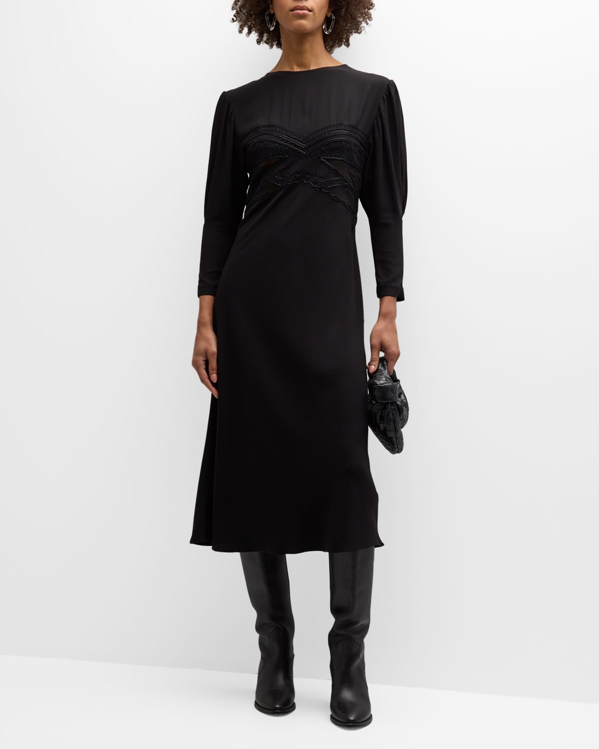 Iro Maldi Bead Embroidered Midi Dress In Black