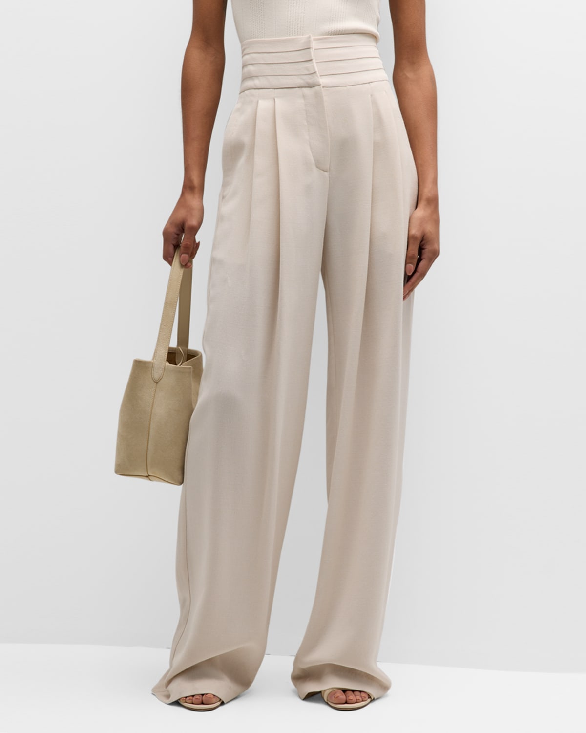 Iro Jeon High Rise Wide-leg Pants In Ecru
