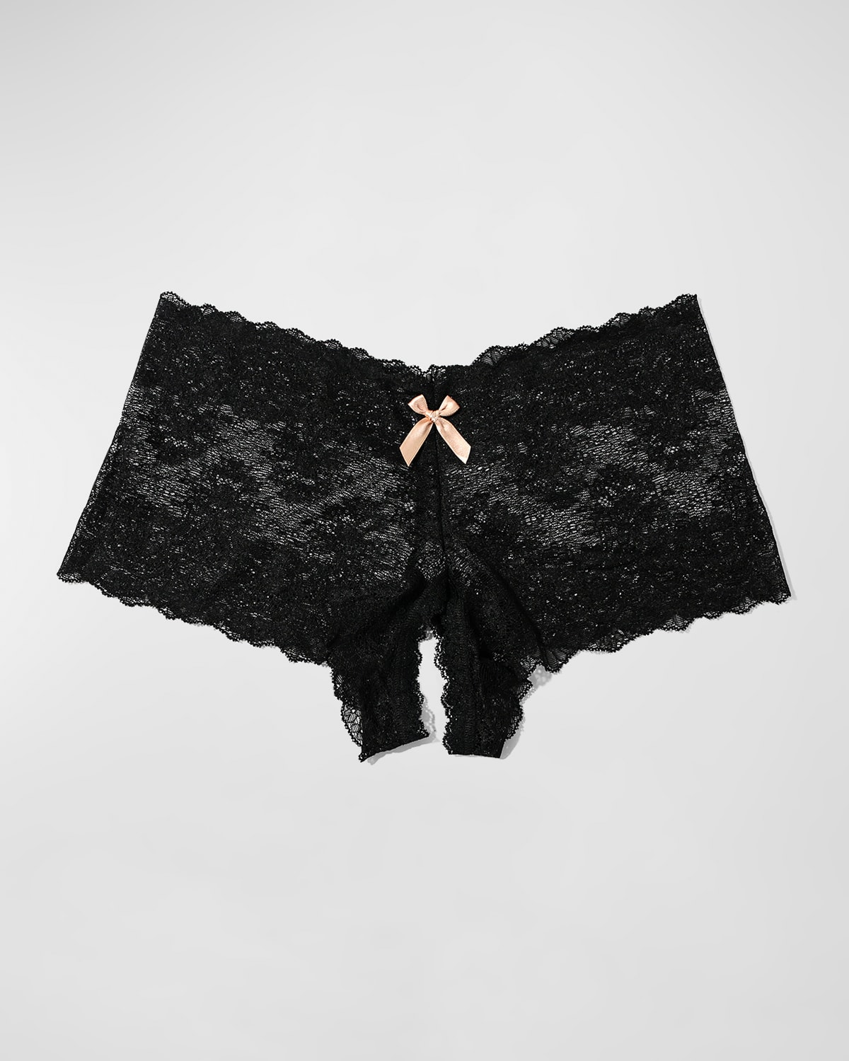 Shop Hanky Panky Luxe Lace Crotchless Briefs In Black