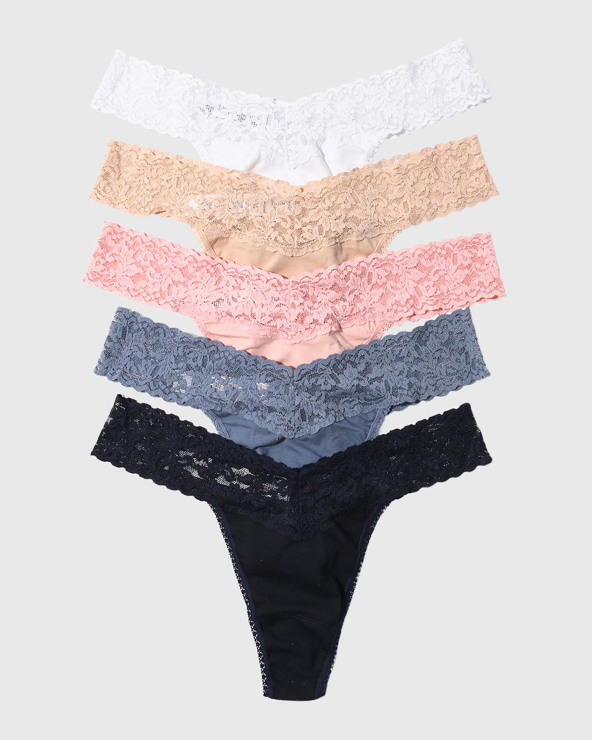 HANKY PANKY FIVE-PACK ORIGINAL-RISE COTTON THONGS