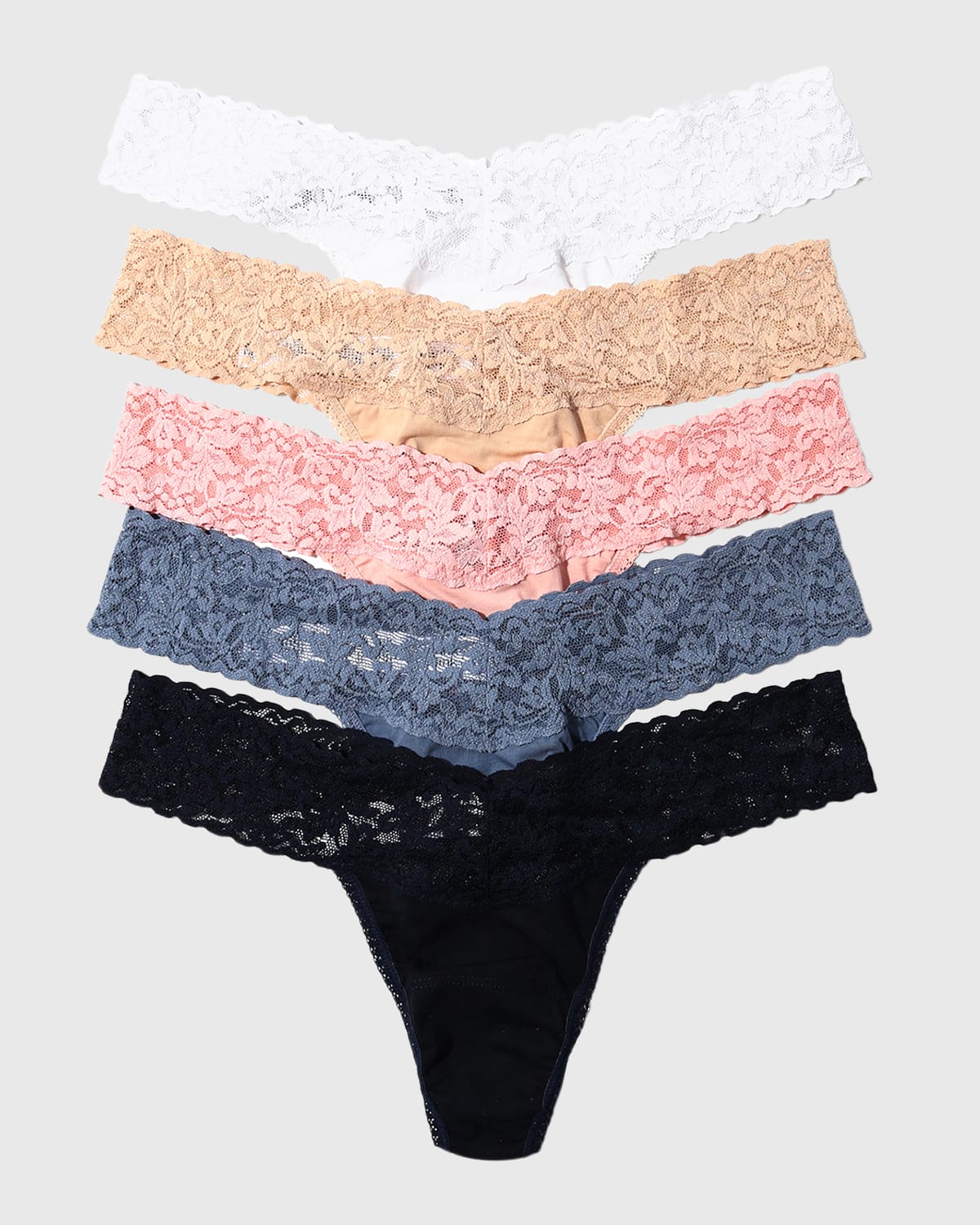 Hanky Panky Women's Supima Cotton Low Rise Thong 5 Pack Underwear, 8915815pk In Whit/chai/rspk/wi