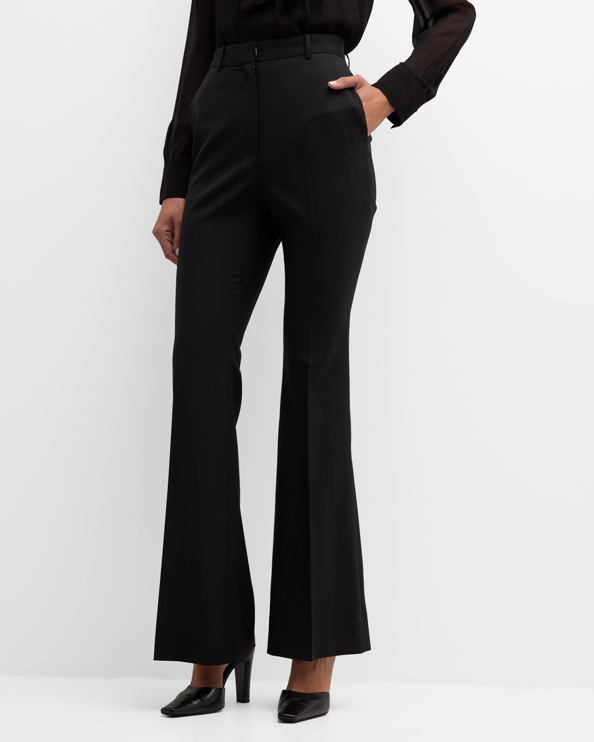 Salon 1884 Terese Mid-rise Bootcut Crepe Trousers In Black