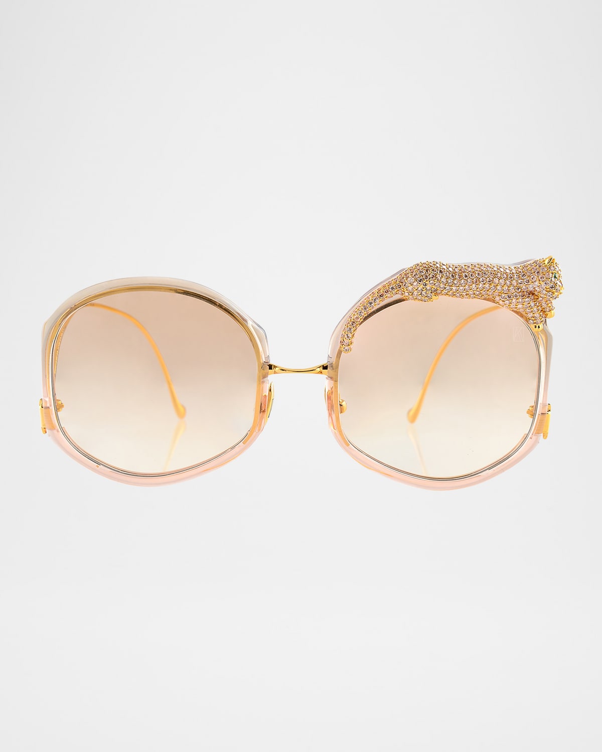 Anna-karin Karlsson Rose Et Le Reve Sun Round Crystal-embellished Leopard Sunglasses