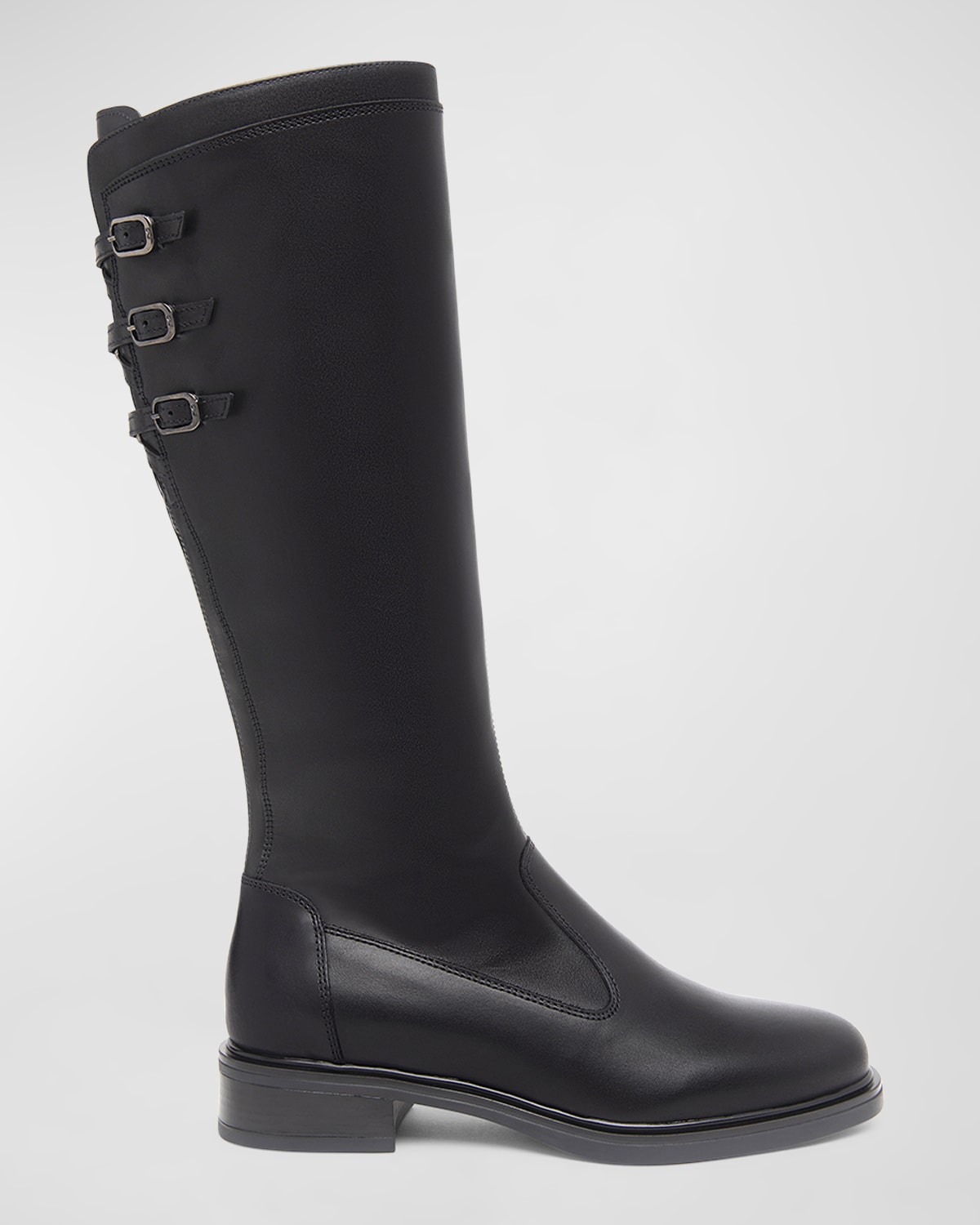 Shop Nerogiardini Leather Buckle Riding Boots In Black