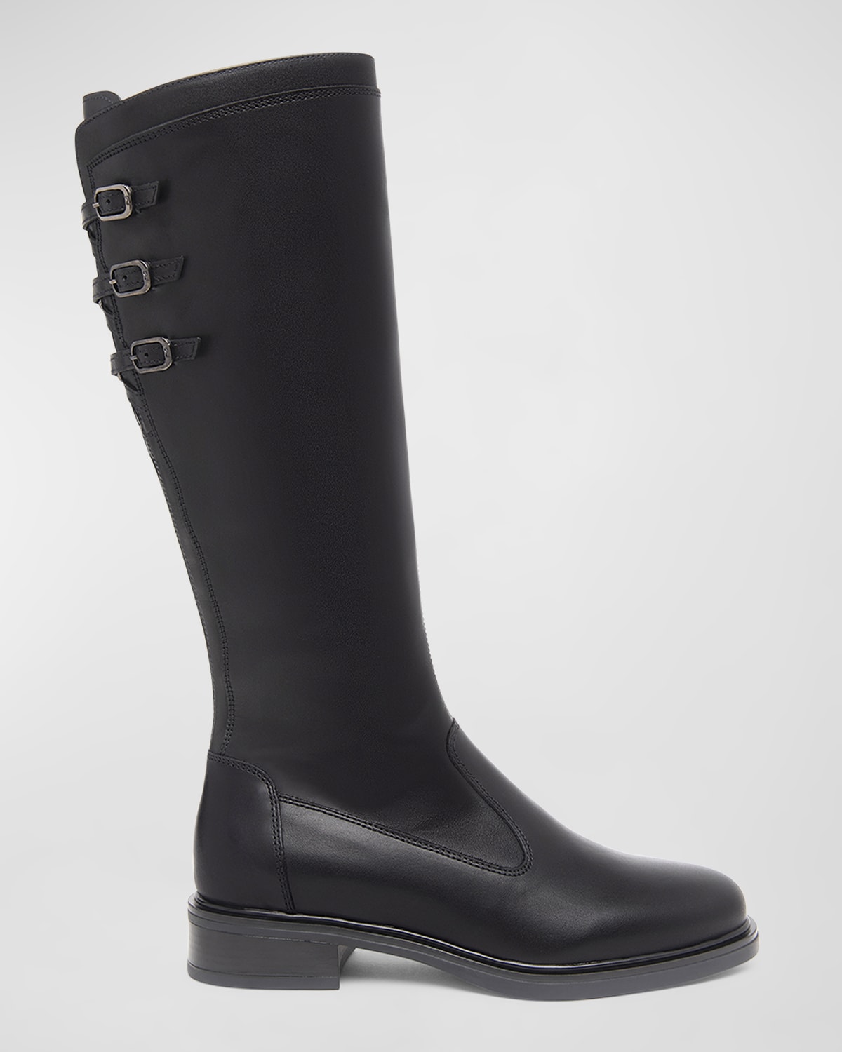 Leather Buckle Riding Boots