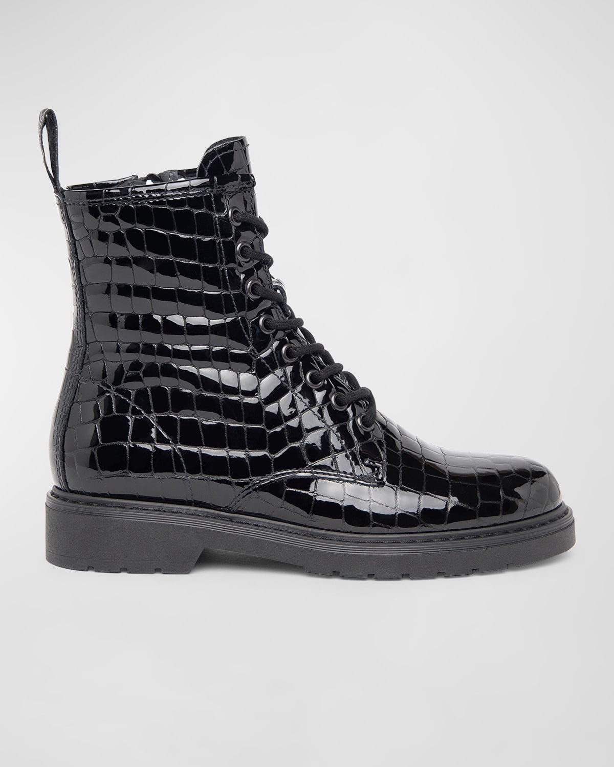 Clean Croco Combat Boots