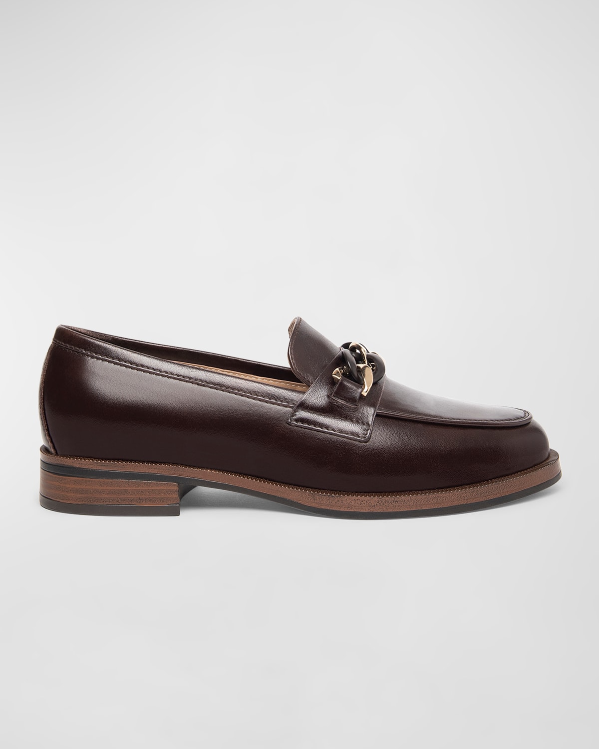 Leather Chain Slip-on Loafers