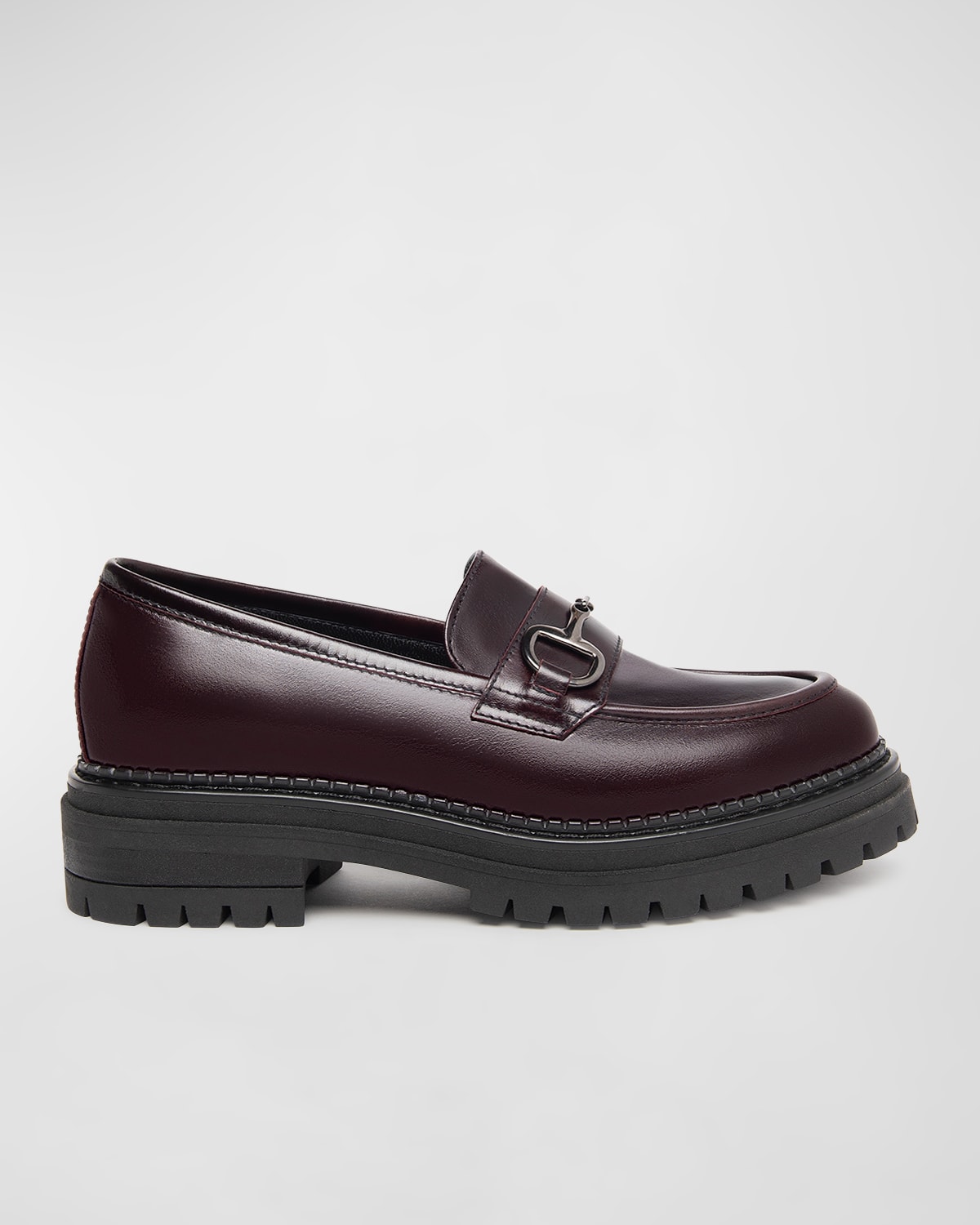 Nerogiardini Leather Bit Strap Loafers In Bordo