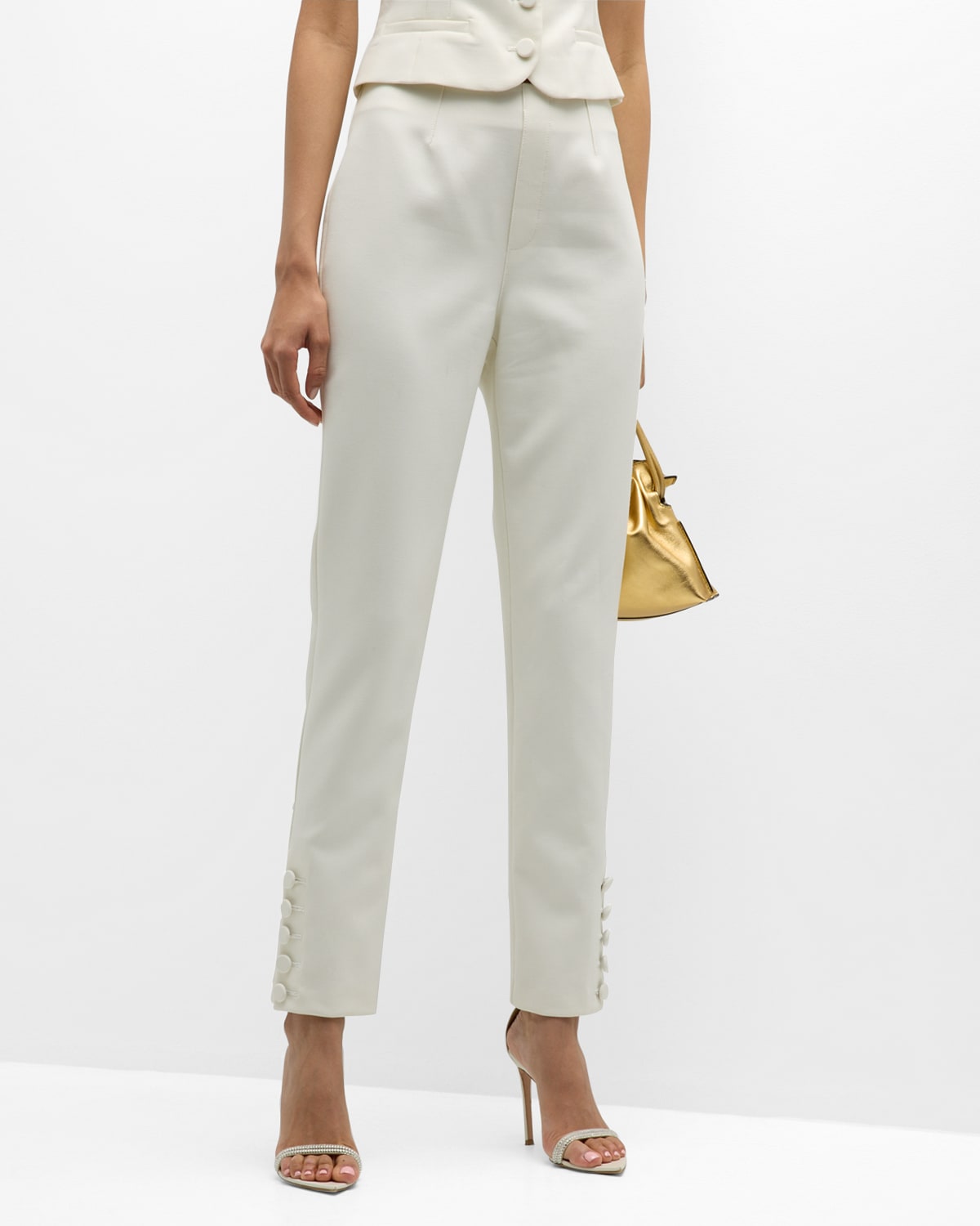 CINQ À SEPT ROWENA SLIM BUTTON-CUFF ANKLE PANTS