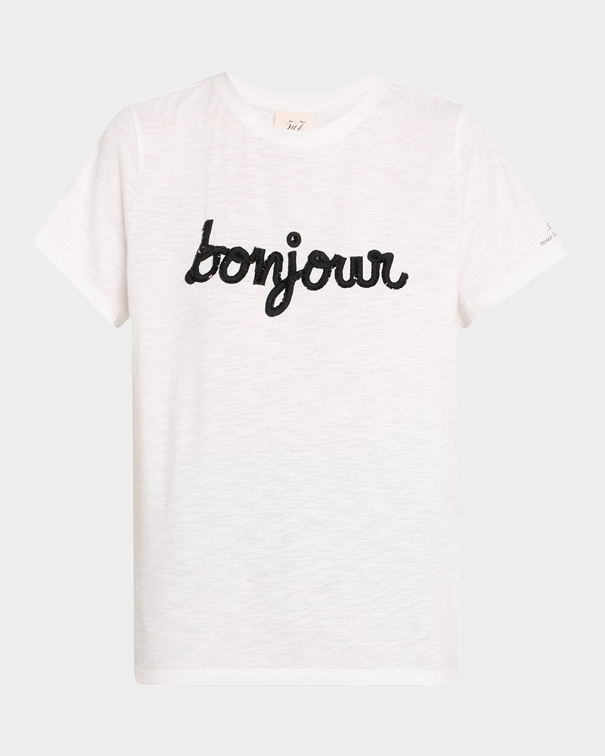 Shop Cinq À Sept Bonjour Fringe Embroidered Shrunken T-shirt In Whiteblack