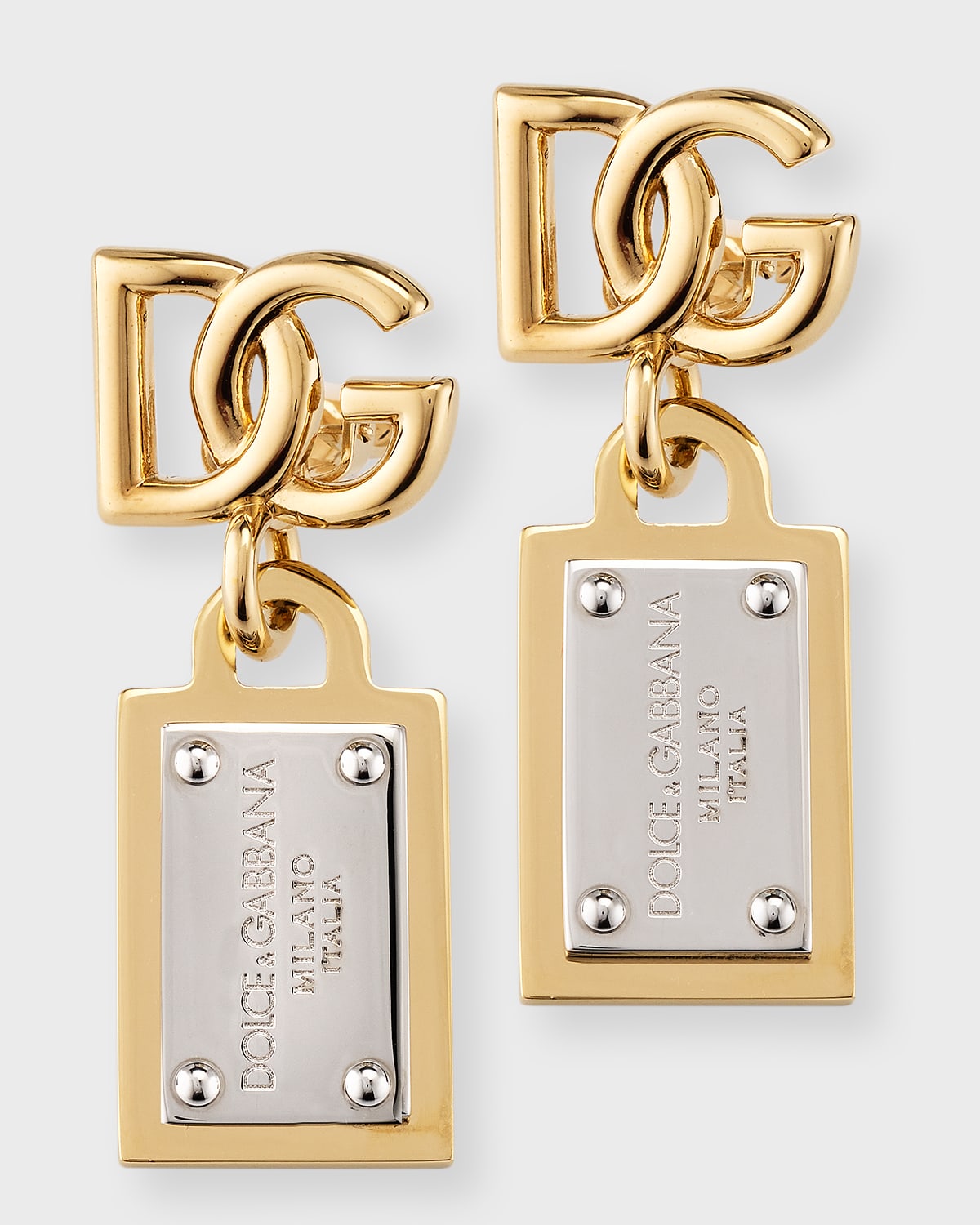 Shop Dolce & Gabbana Dg Logo Clip-on Earrings In Two-color