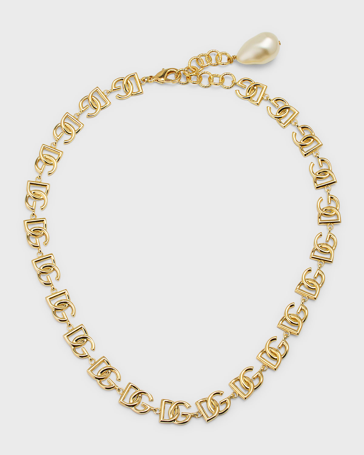 Shop Dolce & Gabbana Two-tone Dg Logo Necklace In Gold
