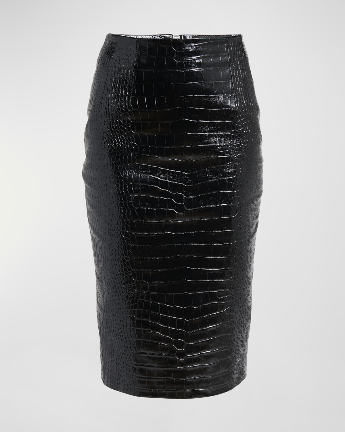 Versace Croc-embossed Patent Leather Pencil Skirt In Black