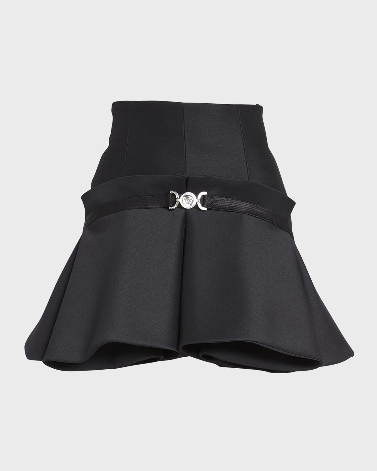 Sculptural Wool Mini Skirt with Medusa Detail