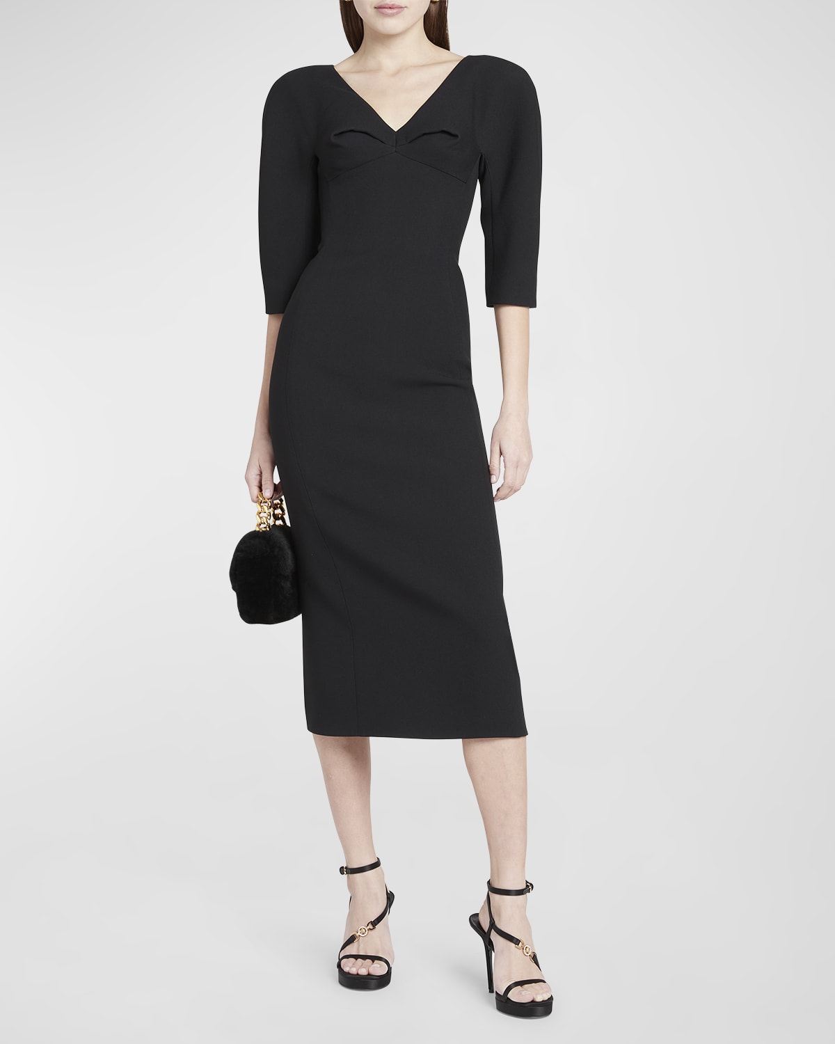 Shop Versace Enver Satin Cocktail Dress In Black