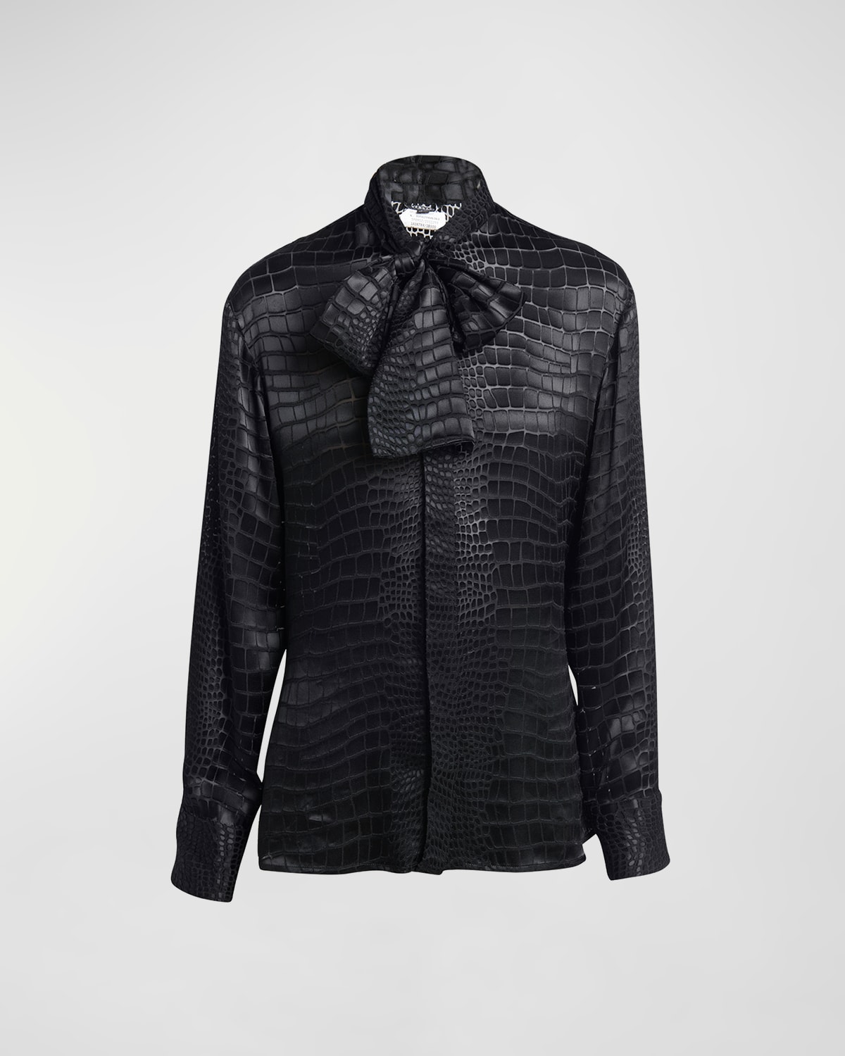 Shop Versace Crocodile Jacquard Neck-scarf Shirt In Black