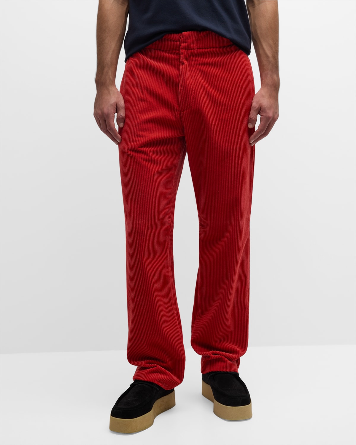 The Elder Statesman X Zegna Men's Cotton-cashmere Corduroy Trousers In Br Red Sld
