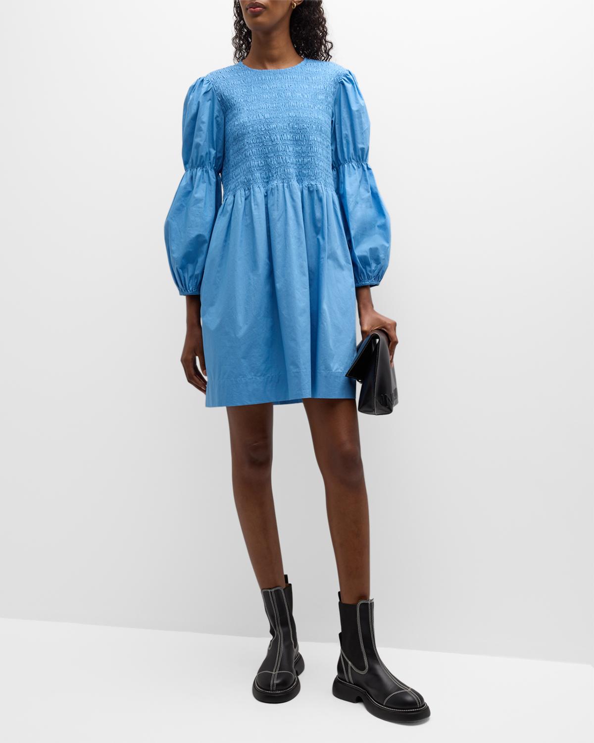 ganni puff sleeve denim dress Ganni Compton Denim Dress