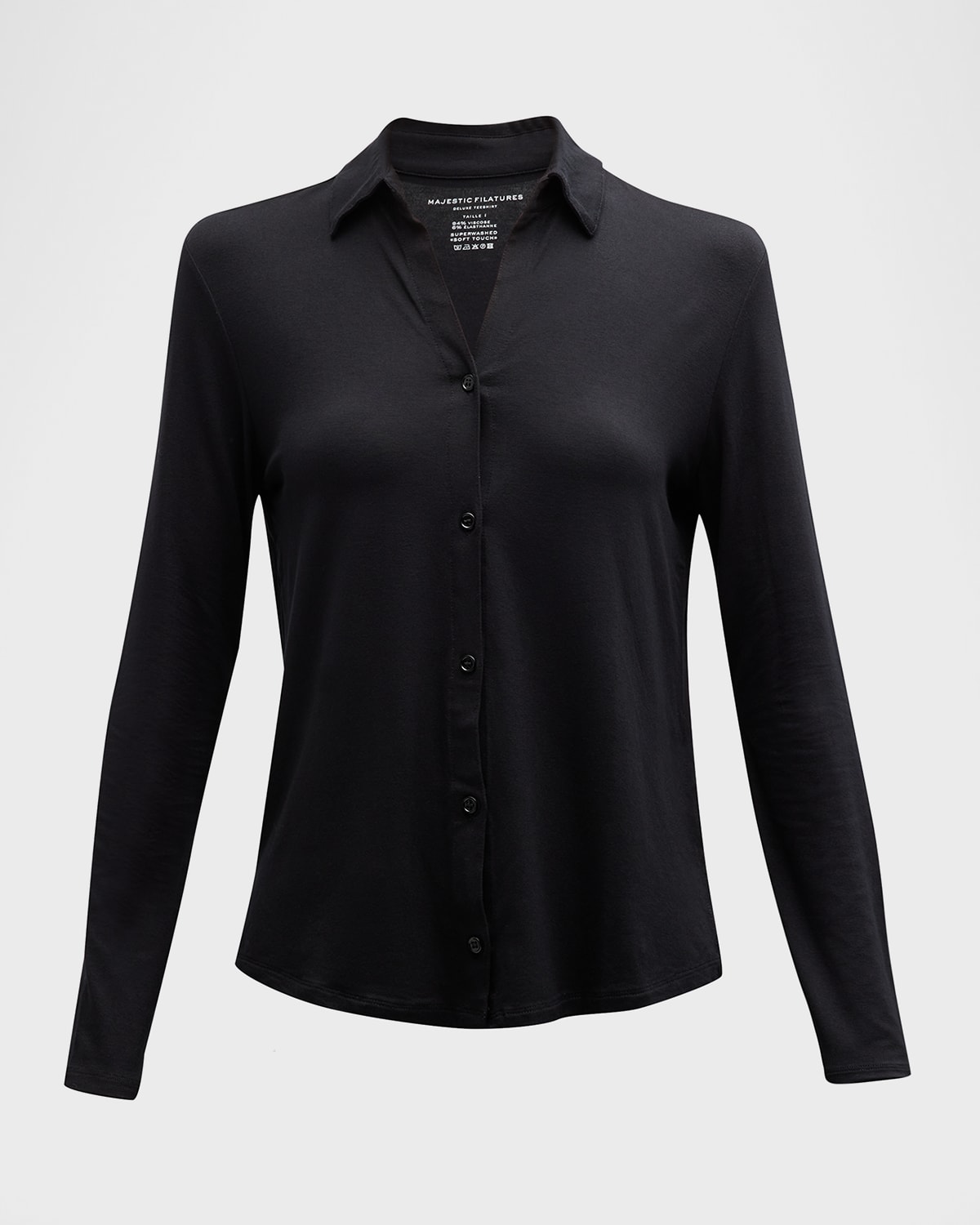 Shop Majestic Soft Touch Button-front Shirt In Noir