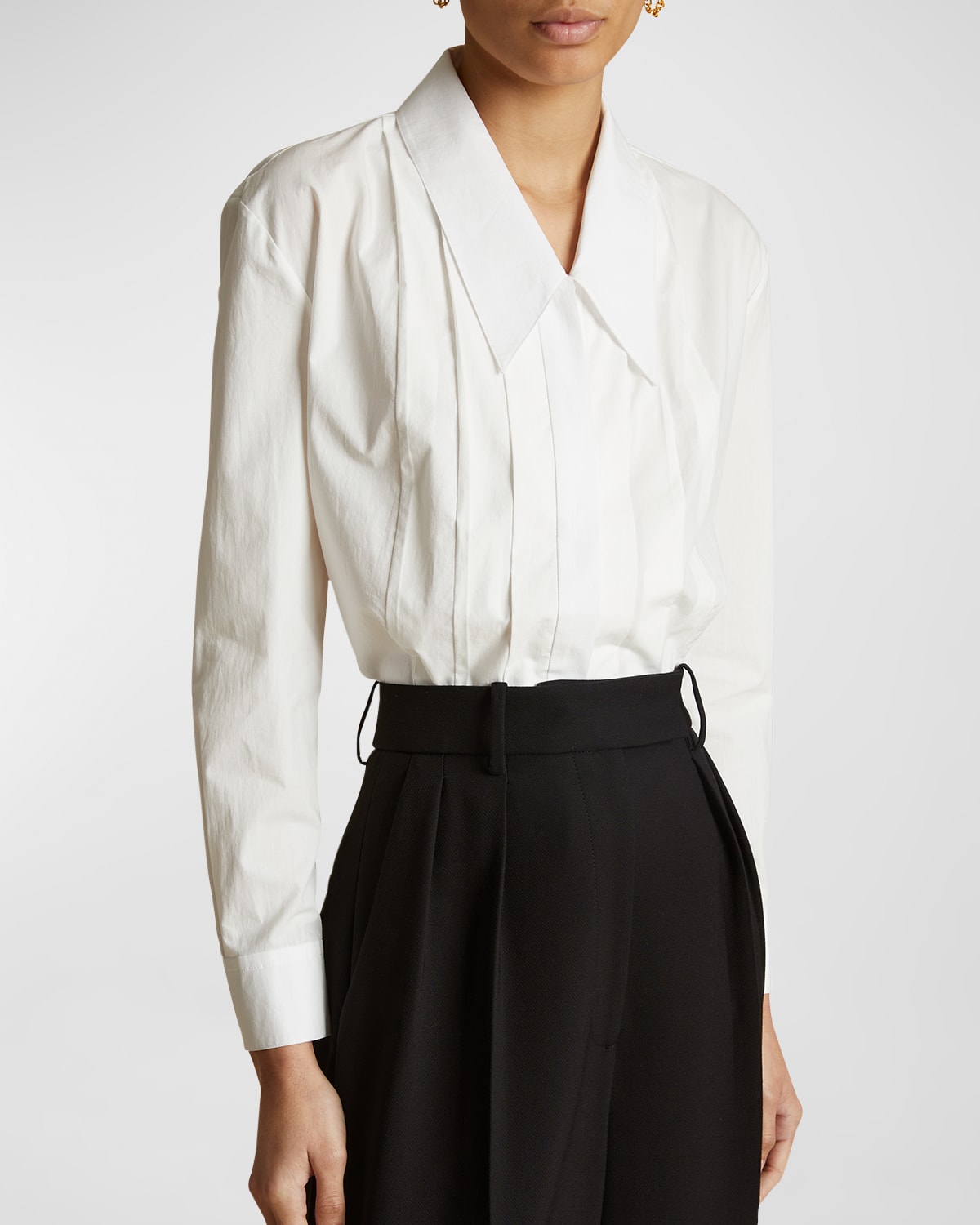 Khaite Dorian Pleated Button-front Top In White