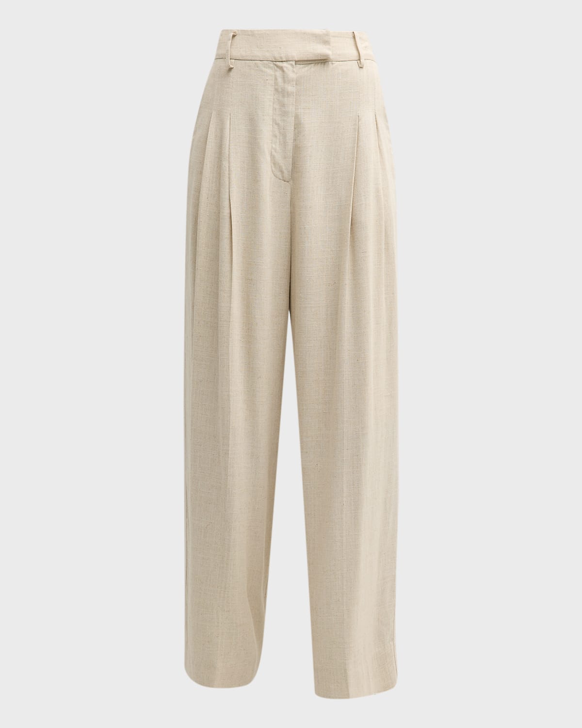 Shop By Malene Birger Cymbaria Wide-leg Pleated Pants In Undyed