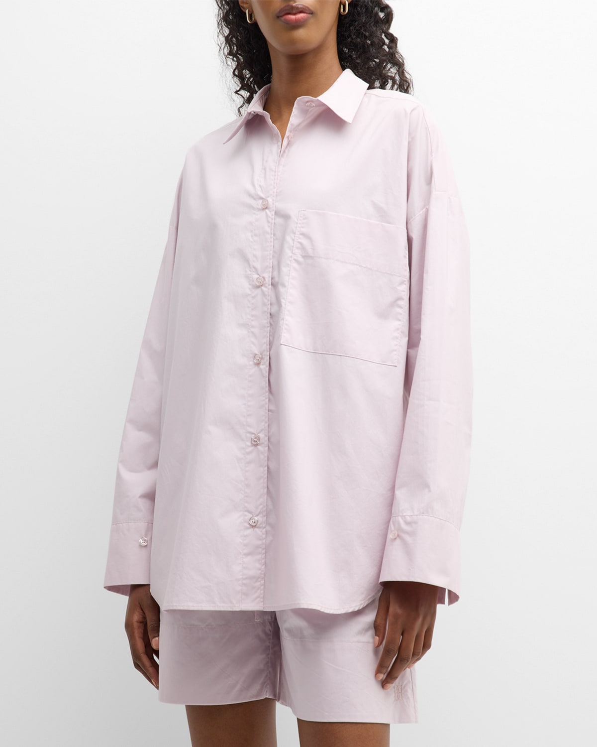 Shop By Malene Birger Derris Oversized Button-front Shirt In Pastel Violet