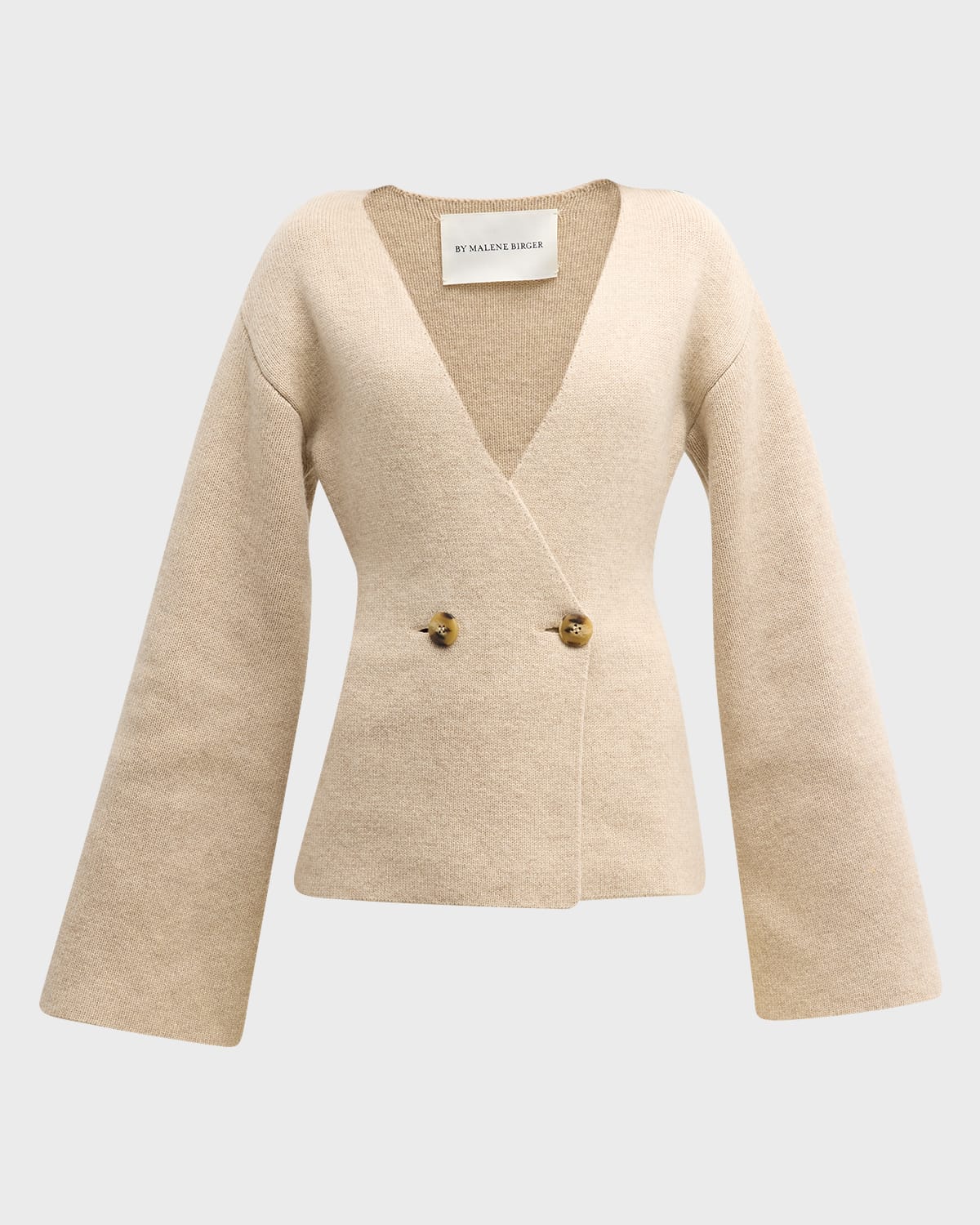 Shop By Malene Birger Tinley Double-breasted Wool Cardigan In Twill Beige