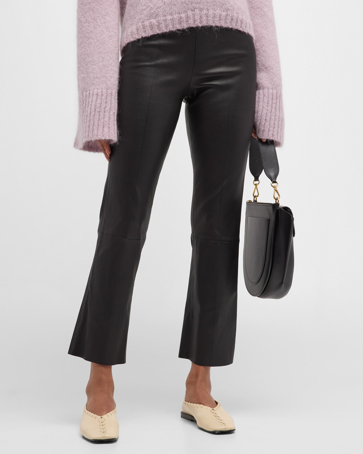 By Malene Birger Florentina Flared Leather Trousers In Black