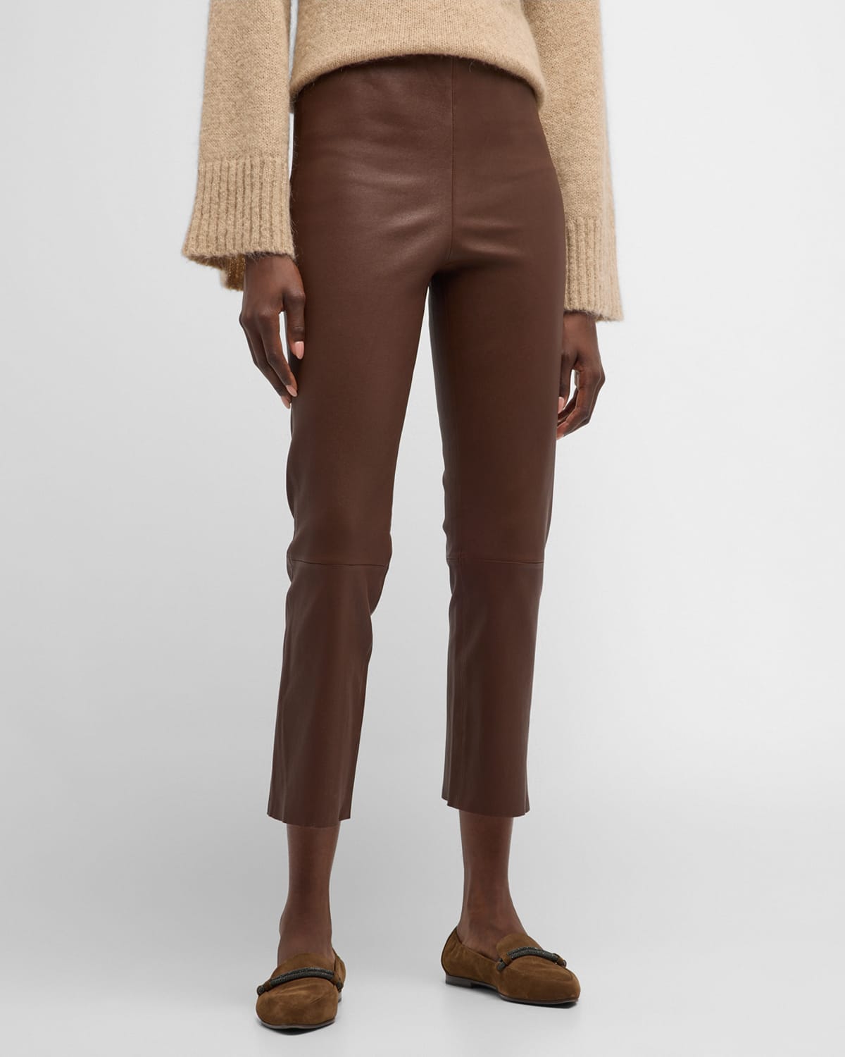 Shop By Malene Birger Florentina Flared Leather Pants In Chestnut